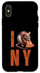 Coque pour iPhone X/XS Funny NY City Rat Mangeant Pizza Pepperoni