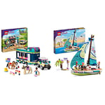 LEGO 41722 Friends Horse Show Trailer, Horse Toy & 41716 Friends Stephanie's Sailing Adventure Toy Boat Set, Collectible BFF Gifts for Girls and Boys with 3 Mini-Dolls and Accessories