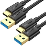 Câble USB C, [2 pièces 1,5m] Câble USB A vers USB C 10 Gbps Cable Android auto Compatible avec iPhone 16/15 Pro Max, Galaxy S24 S23 S22, SSD