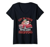 Womens Get In Loser We're Going Shopping Santa Christmas Xmas V-Neck T-Shirt