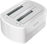 ASDS-D02W - Station d'accueil Double Baie Asds-D02W SATA 2.5/3.5 A USB 3.0/3.1 Gen1, Clone, Blanc