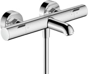 hansgrohe Ecostat Fine - Mitigeur baignoire thermostatique, Robinet de baignoire apparent avec arrêt de sécurité (SafetyStop) à 40°C, Thermostat 2 sorties, Chromé, 13325000