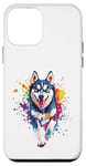 Coque pour iPhone 12 mini Husky Lovers Colorful Splash Art Husky de Sibérie