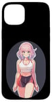 Coque pour iPhone 15 Plus Pink Hair Anime & Manga Style Gym Girl In Fitness Vêtements