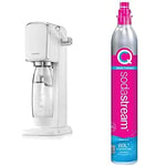 SodaStream Art Sparkling Water Maker, Sparkling Water Machine & 1L Fizzy Water Bottle, Retro Drinks Maker w. BPA-Free Water Bottle & 2x 60L SodaStream Gas Cylinders for Home Carbonated Water - White
