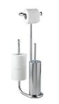 WENKO Serviteur WC 3en1, distributeur papier toilette, brosse WC et range papier toilette, Universalo, Acier inox chromé