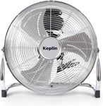 KEPLIN 12" Chrome Floor Fan – 3 Speeds Adjustable Head Metal Pedestal 30cm