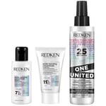 Redken Acidic Bonding Concentrate Shampoo and Conditioner with One United Spray Bundle for Healthy Looking Hair