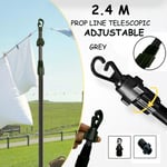 2.4M EXTENDABLE PROP LINE HEAVY DUTY CLOTHES WASHING POLE OUTDOOR SUPPORT