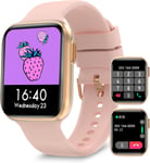 Montre Connectée Femme Appel Et Sms Passe Des Apple Haut-Parleur 1,7"" Hd Dépister Assistant Vocal Microphone/Avis De Messages/28des Sports/Fréquence Cardiaque/Spo2 Ip68 Étanche(Or)