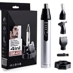 Dveda Tondeuse à poils de nez pour homme, système de nettoyage professionnel rechargeable par USB, 4 en 1 pour cheveux et barbe pour femme avec étanche, argenté