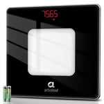 arboleaf Digital Bathroom Scales for Body Weight, Weighing Scales with Clear LED Display, High Precision Sensors Accurate Electronic Weight Scales, Tempered Glass Digital Scale, Step-On, 180kg