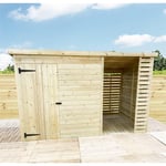 12 x 8 Pressure Treated Pent Shed With Storage Area