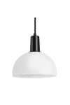 Sleek Opal Glass Dome Pendant Light, 8 Inch, White, Black Holder