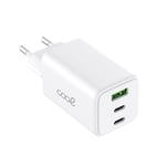 Chargeur réseau Universel Ultra Rapide PD Port x3 (2 x Type-C + 1 x USB) Cool (65 W) GAN Blanc