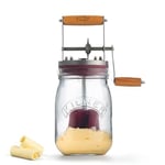 Butter Churner Set 1L Glass Jar with Hand Churning Mechanism and Paddles 