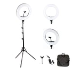 PHOTOLUX 18 inch LED Ring Light with Light Stand, Dimmable Ring Light, Adjustable Colour, Phone Holder for Live Streaming, Make Up, Camera, Selfie, Carry Bag