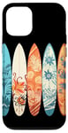 Coque pour iPhone 12/12 Pro Planche de surf tropicale colorée Art Hibiscus Beach Vibes