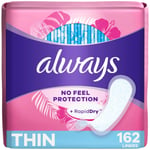 Always Thin Daily Panty Liners for Women Light Absorbency Unscented 162 Count