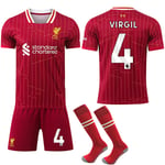 2024-2025 Liverpool Hemma Barn Vuxen Fotbollströja Med Sockor No.4 Virgil 18