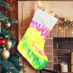 Julklapp, personliga julklappsstrumpor 2-pack Regnbåge Tie Dye Swirl Pride Mönster 45,7 cm Julstrumpor Hängande Ornament Eldstad