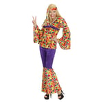 W WIDMANN MILANO Party Fashion - Costume Hippie Girl, chemise, pantalon, bandeau, Flower Power, Carnaval, Fête à thème