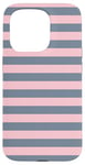 Coque pour iPhone 15 Pro Rose Gris rayé Girly Esthétique Preppy Stripes