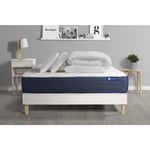 Ensemble matelas sommier Actimemo sleep 140 x 200 cm 2 oreillers et couette Mémoire de forme - Couleur : Blanc - Blanc