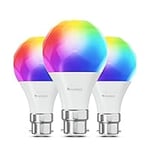 Nanoleaf Matter Essentials B22 LED Bulbs, Pack of 3 RGBW Dimmable Smart Bulbs - Matter over Thread, Bluetooth Colour Changing Light Bulbs, Works with Google Apple, Room Decor & Gaming