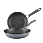 Circulon Scratch Defense Non Stick Frying Pan Set - Induction Frying Pans with Extreme Non Stick, 21cm & 25cm Dishwasher & Oven Safe Cookware, Graphite Pewter Finish