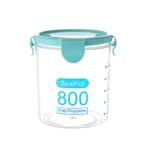 (800ml Blue)Plastic Transparent Sealed Containers Kitchen Food Cereal Beans N