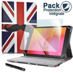 Pack Étui De Protection Avec Motifs Kj22 + Film De Protection En Verre Flexible + Stylet Tactile Pour Archos Access 101 Wifi 10,1