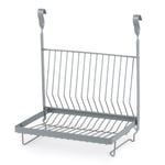 LIVIVO Dish Rack with Drain Tray in Grey for Organising Kitchen Hanging Rail