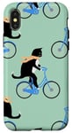 Coque pour iPhone X/XS Cat Riding Bicycle with neck warmer for cat & bike lovers