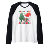 Small Town Christmas Festive Holiday Vibes Cheer Raglan Baseball Tee