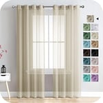 MRTREES Rideau Voilage 140x230 Oeillets Rideau Salon Transparent Beige Chambre Enfant Salon Moderne Lot de 2, Dressing avec Rideau Voile