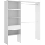 Armoire dressing en panneau de particules mélaminés avec un tiroir coloris blanc - Longueur 160 x Profondeur 40 x Hauteur 187 cm Pegane