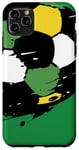 Coque pour iPhone 11 Pro Max Maillot de match de football Vert et doré Ballon de football