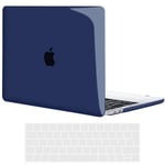 TECOOL Coque Compatible avec MacBook Pro 15 Pouces 2019 2018 2017 2016 (A1990 A1707) avec Touch Bar, Coque Rigide en Plastique Fine et Protection Clavier (UE AZERTY), Cristal Bleu Marine