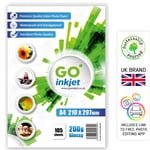 105 Sheets, 200gsm Premium A4 Photo Paper Glossy for Inkjet Printer by Go Inkjet