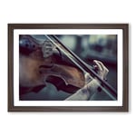 Big Box Art Violin Instrument (3) Framed Wall Art Picture Print Ready to Hang, Walnut A2 (62 x 45 cm)