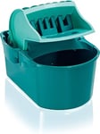 Leifheit Flat Mop Wringer Profi Compact with Handle, Mop Bucket With In-Built Rinser, Bucket for Mop and Bucket Set for Floor Cleaning, Turquoise