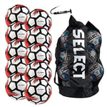 Select Ballon de Football Classique, Pack d'équipe de 10 Ballons avec Sac de Sport et Pompe à Ballon, Blanc V21, Taille 4