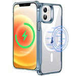 ESR Coque Magnétique pour iPhone 12 et iPhone 12 Pro, Compatible avec MagSafe, Hybrid Coque pour iPhone 12/12 Pro avec HaloLock, Dos Rayure Résistible, Cadre Solide et Agrippant, Bleu Transparent