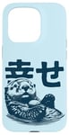 Coque pour iPhone 15 Pro Kanji 'Bonheur' Loutre de Mer avec son Caillou préféré