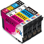 603 xL Cartouches d'encre compatibles avec Epson 603 603xL Couleur Multipack, pour Expression Home xP 2100 2105 2150 2155 3100 3105 4100 4105, Workforce WF 2810 2820 2830 2835 2840 2850