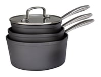 Habitat 3 Piece Hard Anodised Aluminium Saucepan Set