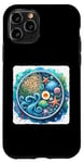 Coque pour iPhone 11 Pro Nouilles ramen comme courants marins avec étoile de mer. bouillon de corail