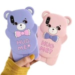 iPhone 12-14 -sarjan Bear Shape Bowknot silikonipuhelinkotelolle - iPhone 14:lle/Pink