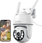 2K Security Camera Outdoor, 360° PTZ WiFi Camera, CCTV Camera with 24/7 Recordi